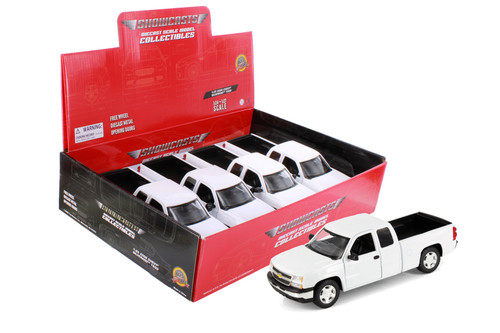 2006 Chevy Silverado 1500 Double Cab Truck, White - Showcasts 77393D - 1/25 Scale Diecast Model Toy Car
