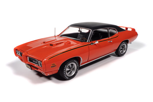 1969 Pontiac GTO Judge "Mecum Auctions", Carousel Red /Black Top - Auto World AMM1351 - 1/18 Scale Diecast Model Toy Car
