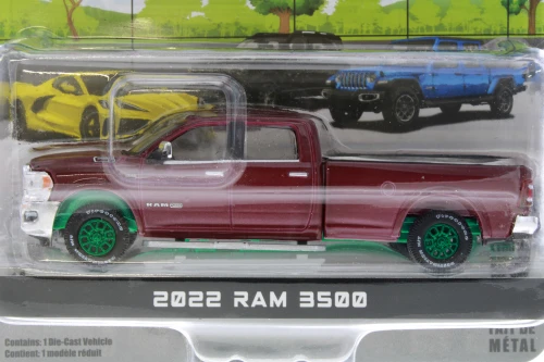 GREEN MACHINE 2022 Dodge Ram 3500 Limited Longhorn, Red - Greenlight 68010F/48 - 1/64 Scale Diecast Model Toy Car