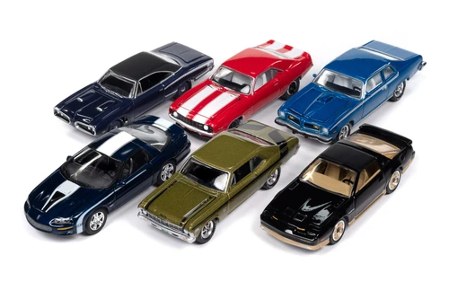 Box of 6 Muscle Cars U.S.A. 2025 Release 1 Set B, ASSTD - Johnny Lightning JLMC034/48B - 1/64 Scale Diecast Model Toy Cars