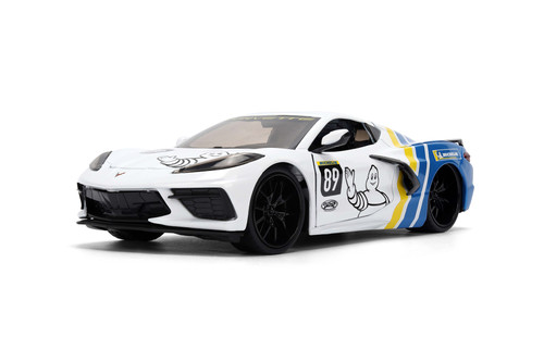 2020 Chevy Corvette Stingray C8 #89 "Michelin", White/Blue - Jada Toys 36597 - 1/24 Scale Diecast Model Toy Car