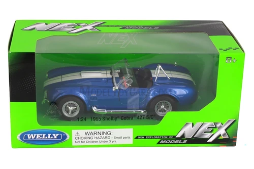 1965 Shelby Cobra 427 S/C Convertible, Blue - Welly 24002WBU/24 - 1/24 Scale Diecast Model Toy Car