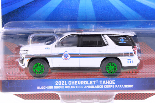 GREEN MACHINE 2021 Chevy Tahoe, White - Greenlight 67040F/48 - 1/64 Scale Diecast Model Toy Car