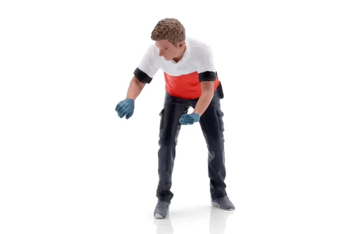 Race Crew Figure #6, Red/White - Showcasts AD-19006 - 1/18 Scale Figurine - Diorama Accessory