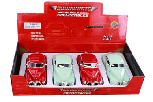 Box of 4 1948 Chevy Fleetline Aerosedan, ASSTD - Showcasts 37921 - 1/25 Scale Diecast Model Toy Cars