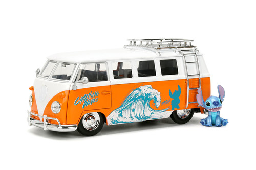 Disney Stitch 1961 Volkswagen Bus, Pastel Pink/Blue - Jada Toys