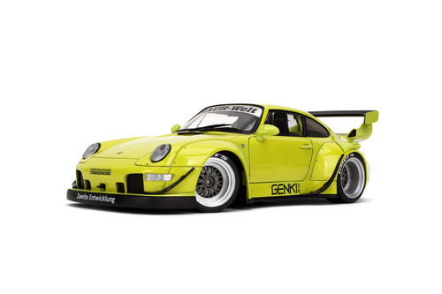 Porsche RWB Body Kit Genki w/Display Base, Lime Green - Jada Toys 36472 - 1/18 Scale Diecast Model Toy Car