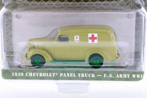GREEN MACHINE 1939 Chevy Panel Truck Ambulance, Green - Greenlight 61030A/48 - 1/64 Scale Diecast Model Toy Car