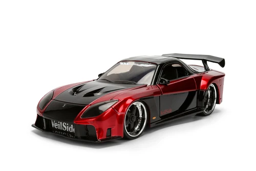 1995 Mazda RX-7 Widebody, Candy Red/Black - Jada Toys 37646 - 1/24 Scale Diecast Model Toy Car