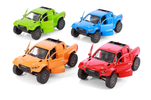 Toyota GR DKR Hilux Pickup Truck 4-Pack, ASSTD - Kinsmart 5468D - 1/38 Scale Diecast Model Toy Cars