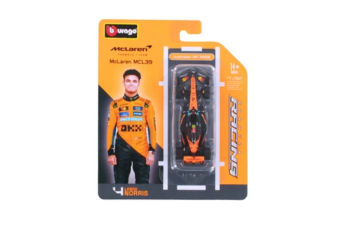 2025 McLaren MCL39 Formula One F1, #4 Lando Norris - Bburago 18-58001/4 - 1/64 Scale Diecast Model Toy Car