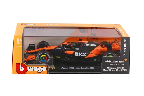 2024 McLaren MCL38 F1 Team w/Driver, #81 Oscar Piastri - Bburago 18-28033/81A - 1/24 Scale Diecast Model Toy Car