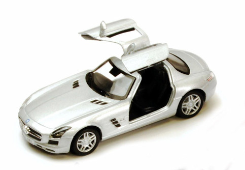Mercedes-Benz SLS AMG, Silver - Kinsmart 5349D - 1/36 scale Diecast Car (Brand New, but NOT IN BOX)
