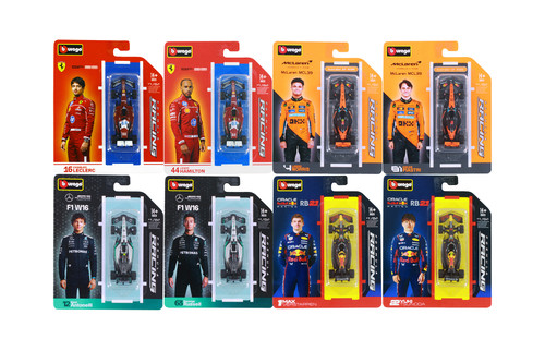 Box of 12 2025 Formula One F1 Assorted Racing Cars - Bburago 18-60164 - 1/64 Scale Diecast Model Toy Cars