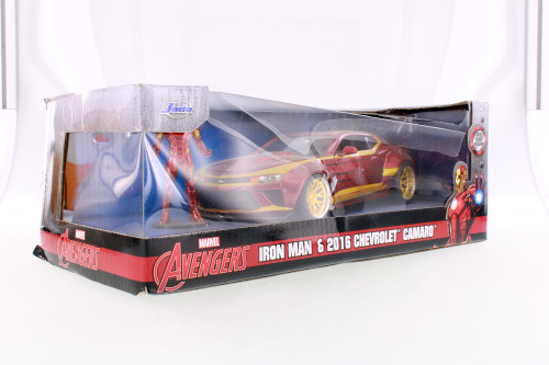 2016 Chevy Camaro SS with Iron Man Figure, Avengers - Jada R-23627 - 1/24 Scale Diecast Model Toy Car
