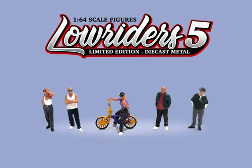 "Lowriders 5" 6pc Figure Set, ASSTD - American Diorama AD-2427MJ - 1/64 Scale Figurine - Diorama Accessory