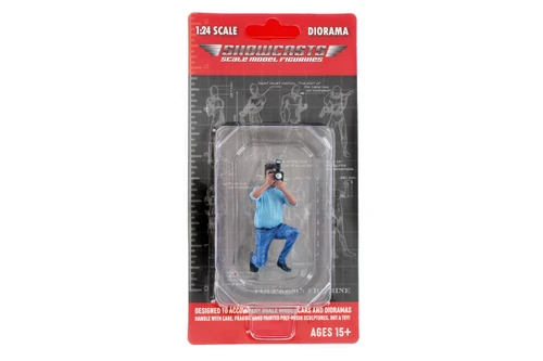 "Photographers" Figure #3, Blue - Showcasts AD-25303 - 1/24 Scale Resin Diorama Figurine