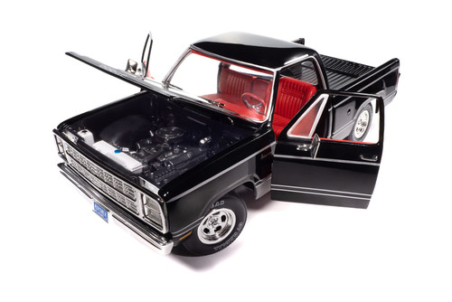 1979 Dodge Adventurer Sweptline Pickup Truck, Black - Auto World AMM1355 - 1/18 Scale Diecast Model Toy Car