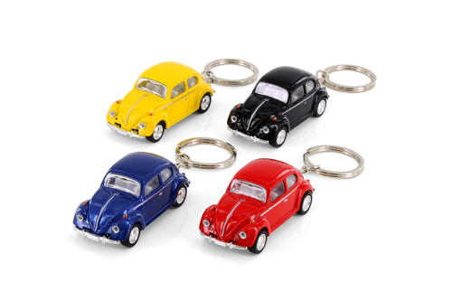 Box of 12 1967 Volkswagen Classic Beetle Key Chain, ASSTD - Kinsmart 2540DK - 2.5" Scale Diecast Model Toy Cars