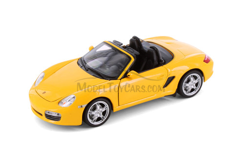 Porsche Boxster S Open Convertible, Yellow - Showcasts® 22479C/4D - 1/24 Scale Diecast Model Toy Car