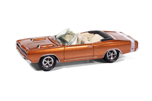 1969 Dodge Coronet R/T Convertible, Copper Metallic - Johnny Lightning JLMC038/48 - 1/64 Scale Diecast Model Toy Car