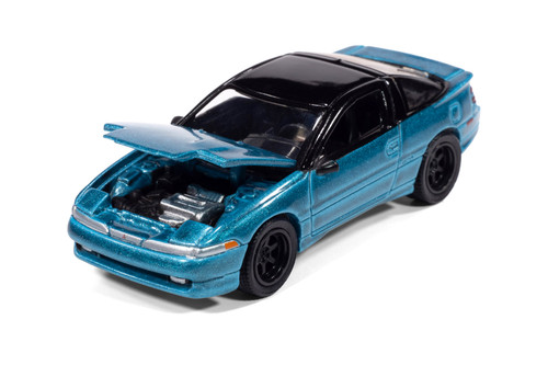 1991 Mitsubishi Eclipse GSX, Tennessee Blue - Auto World AW64502/12B - 1/64 Scale Diecast Model Toy Car