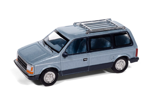 1987 Plymouth Voyager, Ice Blue 2-Tone - Auto World AW64512/48A - 1/64 Scale Diecast Model Toy Car