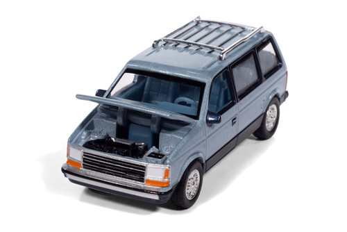 1987 Plymouth Voyager, Ice Blue 2-Tone - Auto World AW64512/48A - 1/64 Scale Diecast Model Toy Car