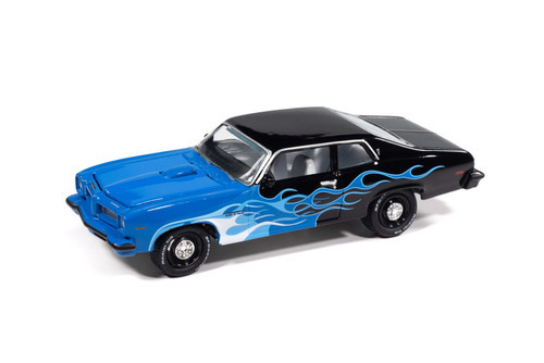 1974 Pontiac GTO (Black with Flames), Black/Blue - RC2 JLSF027/48B - 1/64 Sale Diecast Model Toy Car