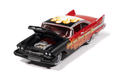 1958 Plymouth Fury (Kustomized), Flat Black w/Flames - RC2 JLSF027/48A - 1/64 Sale Diecast Model Toy Car