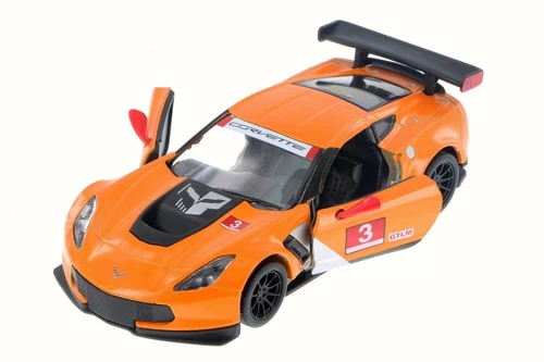 Chevy Corvette C7 Race Car #3, Orange w/ Decals - Kinsmart 5397D - 1/36 Scale Diecast Model Toy Car