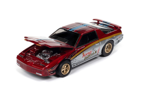 1987 Pontiac Firebird GTA, Metallic Red w/Race Graphics - Johnny Lightning JLMC034/48A - 1/64 Scale Diecast Model Toy Car