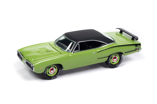 1970 Dodge Coronet Super Bee, Sublime Green w/Flat Black Roof - Johnny Lightning JLCG033/48A - 1/64 Scale Diecast Model Toy Car