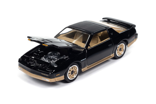1987 Pontiac Firebird T/A, Gloss Black w/Gold Lower - Johnny Lightning JLMC034/48B - 1/64 Scale Diecast Model Toy Car
