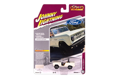 1967 Ford Bronco, Wimbleton White - Johnny Lightning JLCG033/48A - 1/64 Scale Diecast Model Toy Car