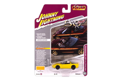 2023 Chevy Corvette 50th Anniversary, Millennium Yellow - Johnny Lightning JLCG033/48A - 1/64 Scale Diecast Model Toy Car