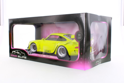 Porsche RWB Body Kit Genki w/Display Base, Lime Green - Jada Toys R-23781 - 1/18 Scale Diecast Model Car