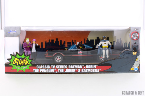 1966 Batmobile Classic TV Series w/Batman, Robin & Villains -Jada Toys R-23780 - 1/24 scale Diecast Car