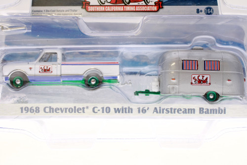 CHASE CAR 1968 Chevy C-10 with Airsteam 16' Bambi Sport, Southern California Timing Association (S.C.T.A) - Greenlight 51339 - 1/64 scale Diecast Model Toy Car