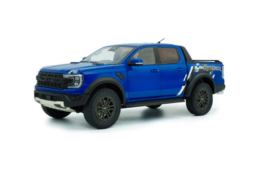 2024 Ford Ranger Raptor Pickup Truck, Blue Lightning - Solido S1813902 - 1/18 Scale Diecast Model Toy Car