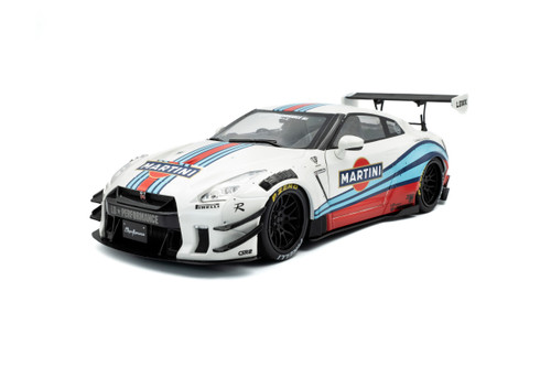 2024 Nissan GT-R (R35) Liberty Walk Body Kit 2.0 "Martini Racing", White - Solido S1805819 - 1/18 Scale Diecast Model Toy Car