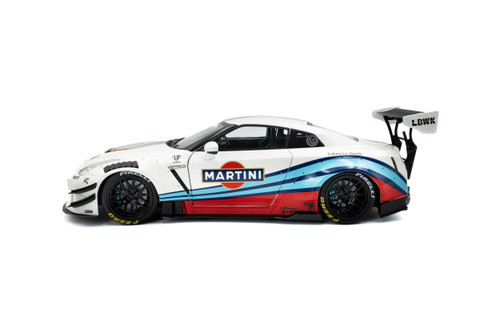 2024 Nissan GT-R (R35) Liberty Walk Body Kit 2.0 "Martini Racing", White - Solido S1805819 - 1/18 Scale Diecast Model Toy Car