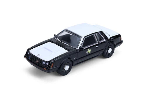 1982 Ford Mustang SSP "Texas Department of Public Safety Highway Patrol", Black/White - Greenlight 30542/48 - 1/64 Scale Diecast Model Toy Car