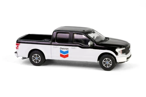 2019 Ford F-150 XL Pickup Truck w/STX Package "Chevron", Black/White - Greenlight 41175F/48 - 1/64 Scale Diecast Model Toy Car