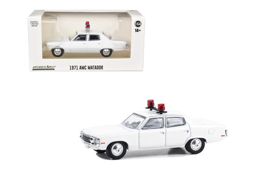 1971 AMC Matador w/Police Lights, White - Greenlight 43011/100 - 1/64 Scale Diecast Model Toy Car