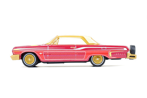 1963 Chevy Impala Lowrider "Michael Heralda Special Edition", Red/Cream - Greenlight 2020001/48 - 1/64 Scale Diecast Model Toy Car