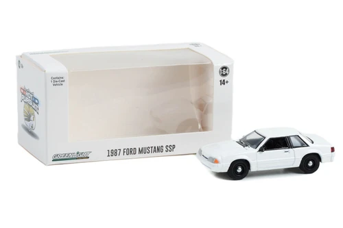 1987 Ford Mustang SSP - Plain, White - Greenlight 43008/100 - 1/64 Scale Diecast Model Toy Car