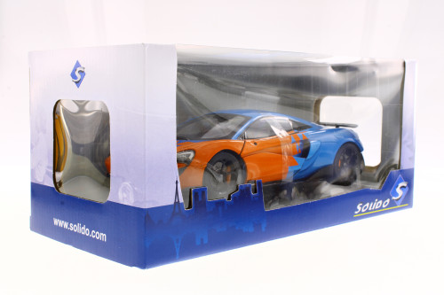 2019 McLaren 600LT Coupe, Orange and Blue - Solido R-23812 - 1/18 Scale Diecast Model Toy Car