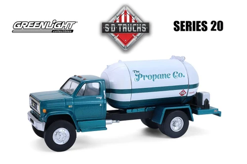 1982 Chevy C-60 Propane Truck, Green/White - Greenlight 45200B/48 - 1/64 Scale Diecast Model Toy Car