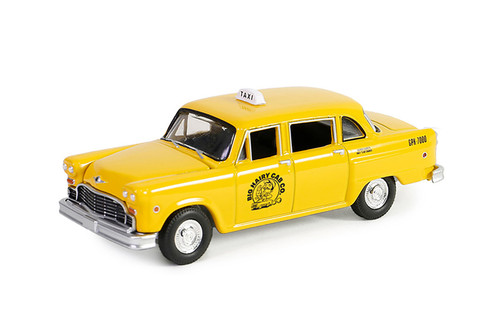 1977 Checker Taxicab "Poppy Fiction", Yellow - Greenlight 54100A/48 - 1/64 Scale Diecast Model Toy Car